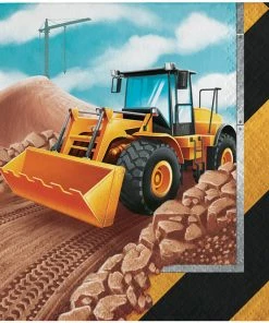 Creative Converting Big Dig Construction Beverage Napkins, 16 Ct