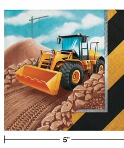 Creative Converting Big Dig Construction Beverage Napkins, 16 Ct