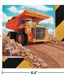 Creative Converting Big Dig Construction Napkins, 16 Ct Kids Birthday Party Themes