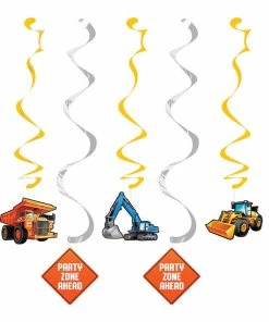 Creative Converting Kids Birthday Party Themes Big Dig Construction Dizzy Danglers, 5 Ct