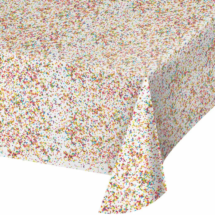 Creative Converting Sprinkles Plastic Tablecover All Over Print, 54" X 102" Kids Birthday Party Themes