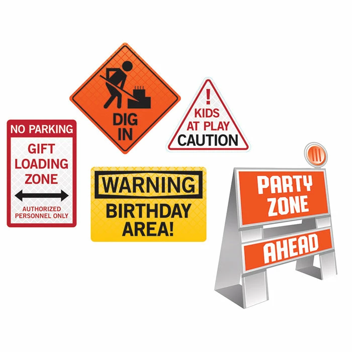 Creative Converting Kids Birthday Party Themes Big Dig Construction Easel And Wall Sign Set, 5 Ct