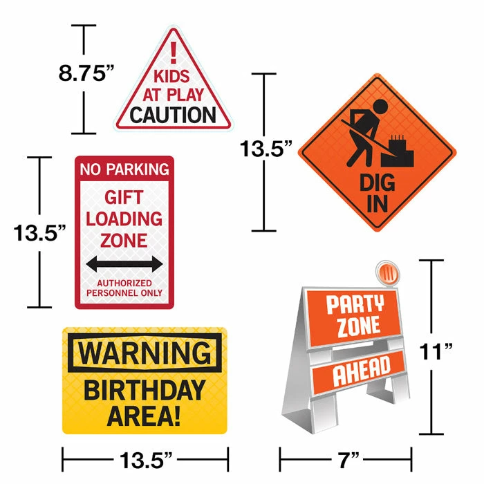 Creative Converting Kids Birthday Party Themes Big Dig Construction Easel And Wall Sign Set, 5 Ct