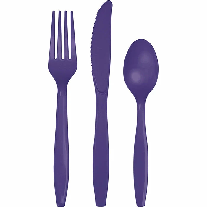 Creative Converting Purple Assorted Cutlery, 18 Ct Solid Color Tableware