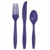 Creative Converting Purple Assorted Plastic Cutlery, 24 Ct Solid Color Tableware