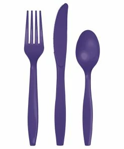Creative Converting Purple Assorted Plastic Cutlery, 24 Ct Solid Color Tableware
