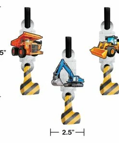 Creative Converting Kids Birthday Party Themes Big Dig Construction Blowouts W/ Med, 8 Ct