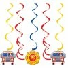 Creative Converting Kids Birthday Party Themes Fire Truck Swirl Decorations, 5 Ct