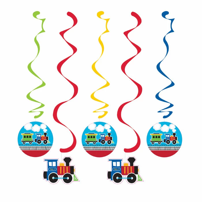 Creative Converting All Aboard Train Dizzy Danglers, 5 Ct 1st Birthday Party Themes
