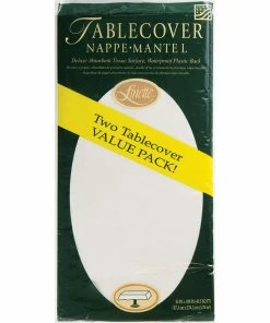 Creative Converting Solid Color Tableware White Linette Paper Table Covers, 54" X 108" 2ct
