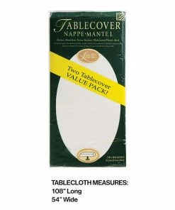 Creative Converting Solid Color Tableware White Linette Paper Table Covers, 54" X 108" 2ct