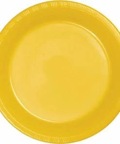 Creative Converting School Bus Yellow Plastic Banquet Plates, 20 Ct Solid Color Tableware