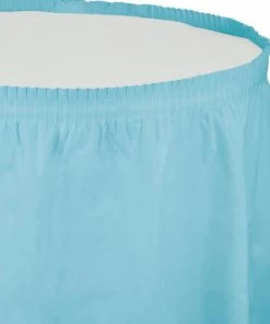 Creative Converting Pastel Blue Plastic Tableskirt, 14' X 29" Solid Color Tableware