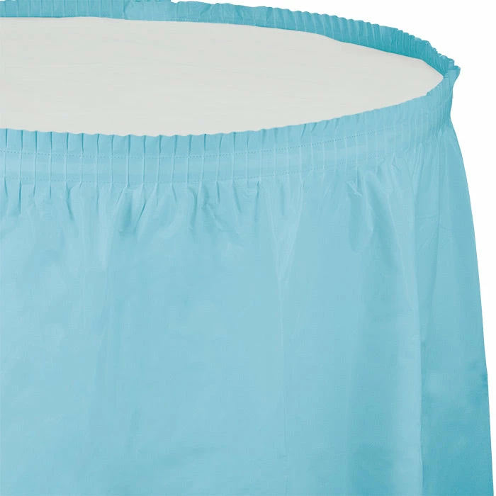 Creative Converting Pastel Blue Plastic Tableskirt, 14' X 29" Solid Color Tableware