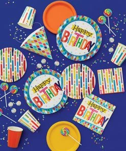 Creative Converting Bright Birthday Party Hats, 8 Ct