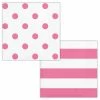 Creative Converting Themed Tableware Dots & Stripes Candy Pink Beverage Napkins, 16 Ct