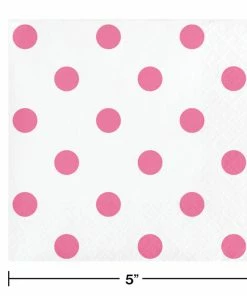 Creative Converting Themed Tableware Dots & Stripes Candy Pink Beverage Napkins, 16 Ct