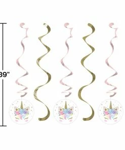 Creative Converting Unicorn Baby Shower Dizzy Danglers, Pack Of 5