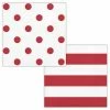 Creative Converting Themed Tableware Dots & Stripes Classic Red Beverage Napkins, 16 Ct