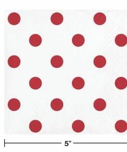 Creative Converting Themed Tableware Dots & Stripes Classic Red Beverage Napkins, 16 Ct