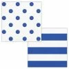 Creative Converting Dots & Stripes Cobalt Beverage Napkins, 16 Ct