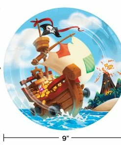 Creative Converting Kids Birthday Party Themes Pirate Treasure Paper Plates, 8 Ct