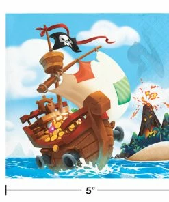 Creative Converting Kids Birthday Party Themes Pirate Treasure Beverage Napkins, 16 Ct