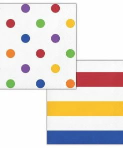 Creative Converting Themed Tableware Dots & Stripes Beverage Napkins, 16 Ct