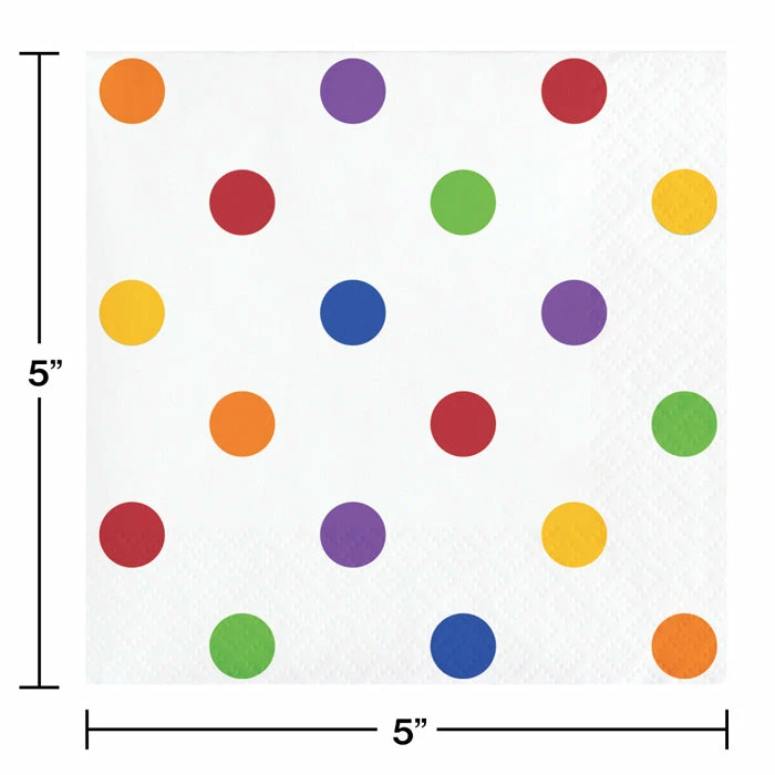 Creative Converting Themed Tableware Dots & Stripes Beverage Napkins, 16 Ct