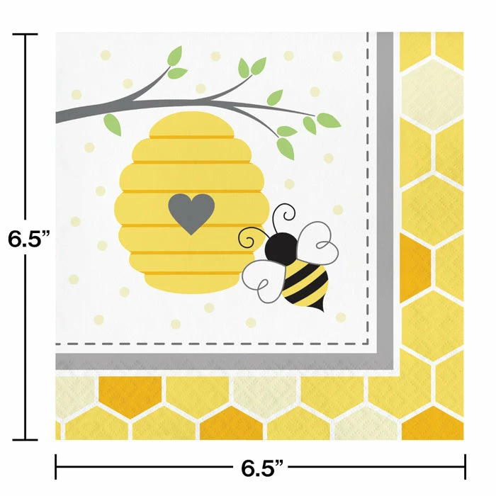Creative Converting Bumblebee Baby Napkins, 16 Ct Baby Showers