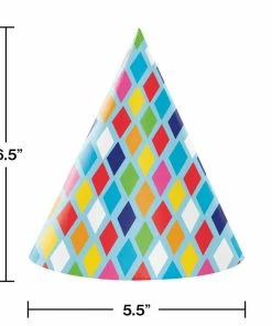 Creative Converting Bright Birthday Party Hats, 8 Ct