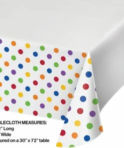 Creative Converting Dots & Stripes Plastic Tablecover Border Print, 54" X 102"