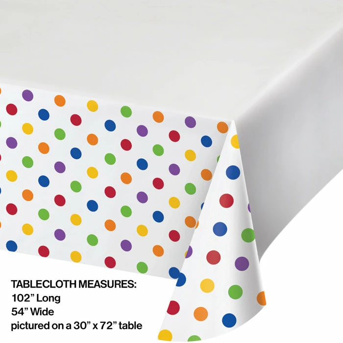 Creative Converting Dots & Stripes Plastic Tablecover Border Print, 54" X 102"