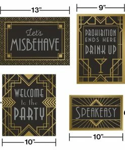 Creative Converting Roaring 20S Wall Signs Decorations Kit, Pack Of 4
