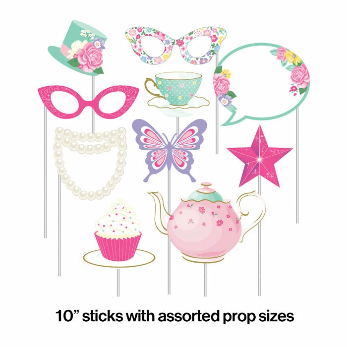 Creative Converting Kids Birthday Party Themes Floral Tea Party Photo Props, 10 Ct