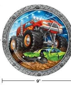 Creative Converting Monster Truck Rally Paper Plates, 8 Ct Kids Birthday Party Themes