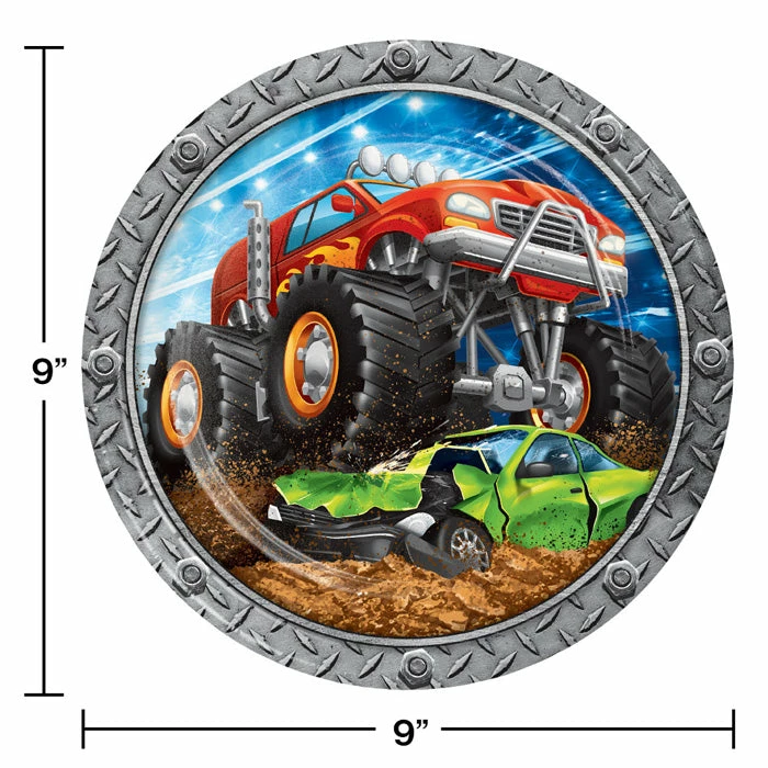 Creative Converting Monster Truck Rally Paper Plates, 8 Ct Kids Birthday Party Themes