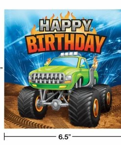 Creative Converting Kids Birthday Party Themes Monster Truck Rally Napkins, 16 Ct