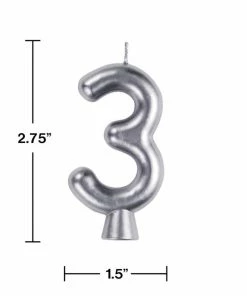 Creative Converting Silver 3 Candle