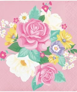Creative Converting Kids Birthday Party Themes Floral Tea Party Beverage Napkins, 16 Ct