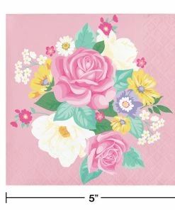 Creative Converting Kids Birthday Party Themes Floral Tea Party Beverage Napkins, 16 Ct