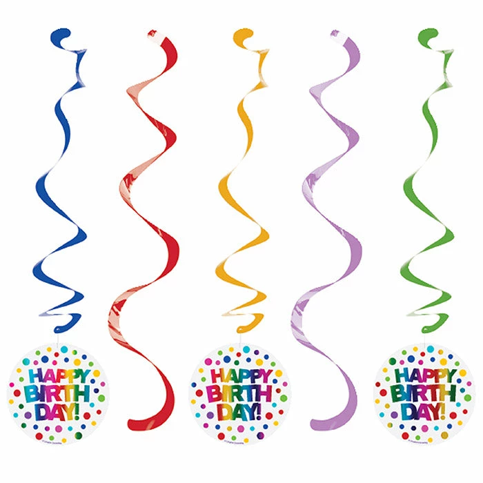 Creative Converting Kids Birthday Party Themes Rainbow Foil Dizzy Danglers, 5 Ct