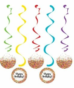 Creative Converting Confetti Sprinkles Dizzy Danglers, 5 Ct Kids Birthday Party Themes