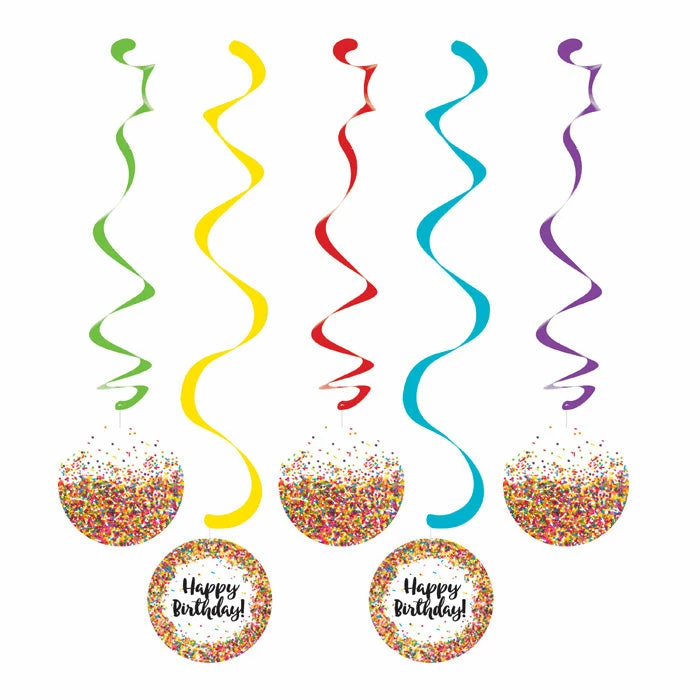 Creative Converting Confetti Sprinkles Dizzy Danglers, 5 Ct Kids Birthday Party Themes