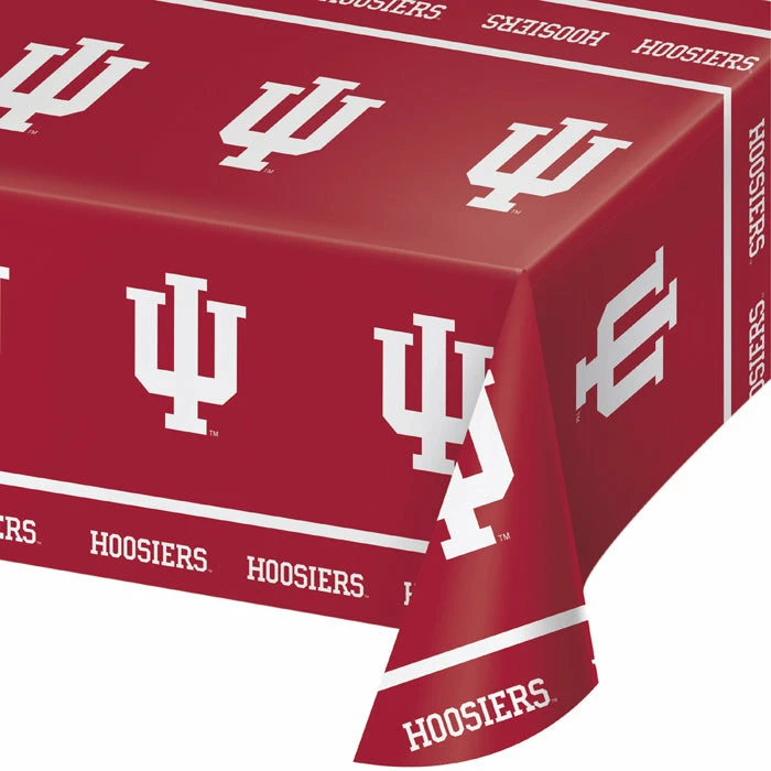 Creative Converting NCAA College Themed Party Decorations Indiana University Plastic Table Cover, 54" X 108"