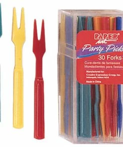 Creative Converting New Year's Eve Party Supplies Assorted Color Cocktail Forks, 30 Ct