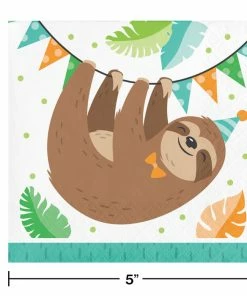 Creative Converting Sloth Party Beverage Napkins, Pack Of 16 Kids Birthday Party Themes