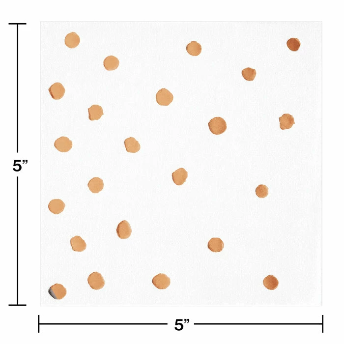 Creative Converting Bridal And Wedding Rose Gold Foil Beverage Napkins, Pack Of 16