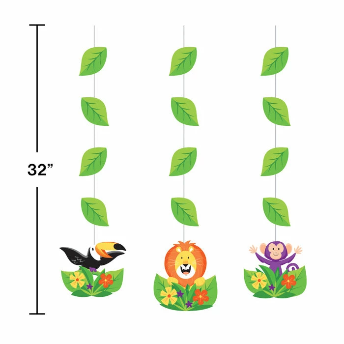 Creative Converting Jungle Safari Hanging Cutouts, 3 Ct Kids Birthday Party Themes