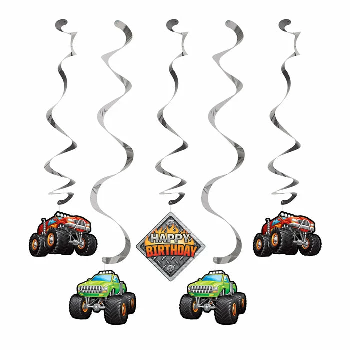 Creative Converting Monster Truck Rally Dizzy Danglers, 5 Ct